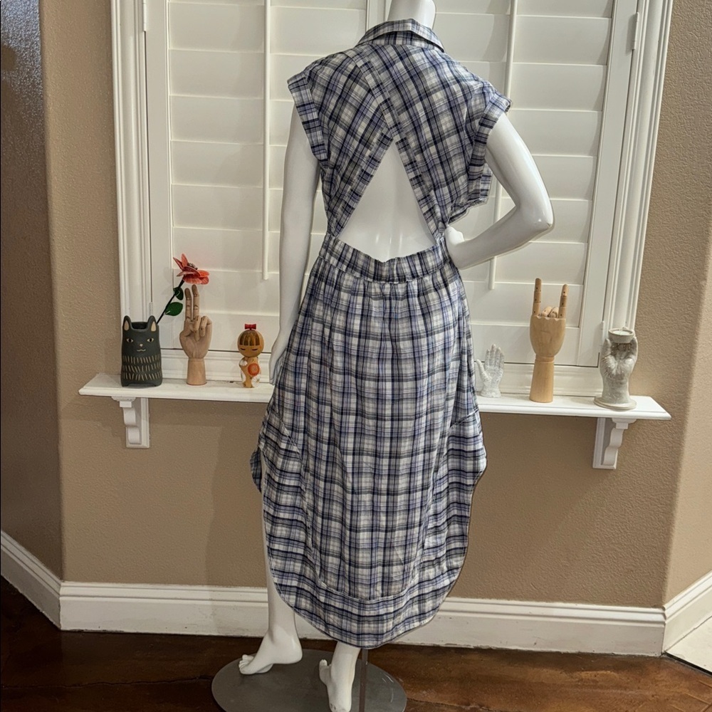 Pilcro Tie-Front Tunic Top Dress Blue Motif - Picture 8 of 15